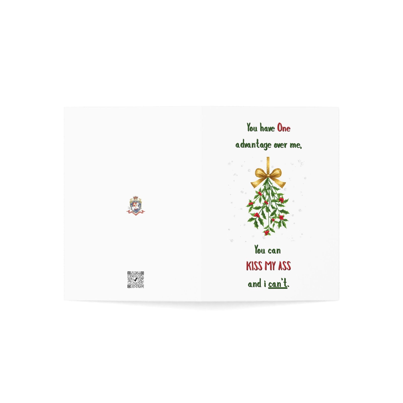 Funny Christmas Mistletoe Card — "You can KISS MY ASS and I can't" Holiday Greeting Card - Image 8