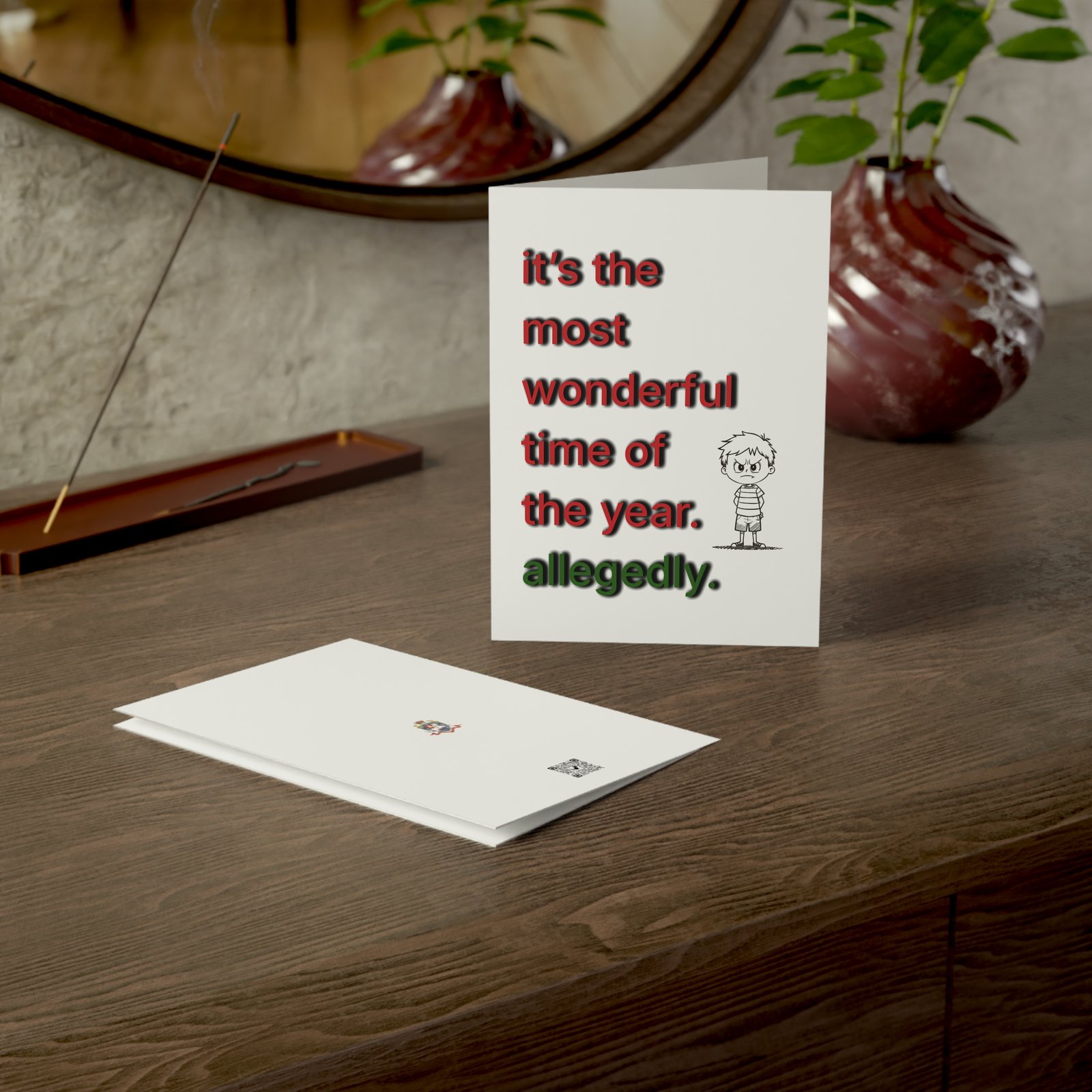 Funny Holiday Greeting Card — "it's the most wonderful time of the year. allegedly." (Single or Bulk Packs) - Image 5