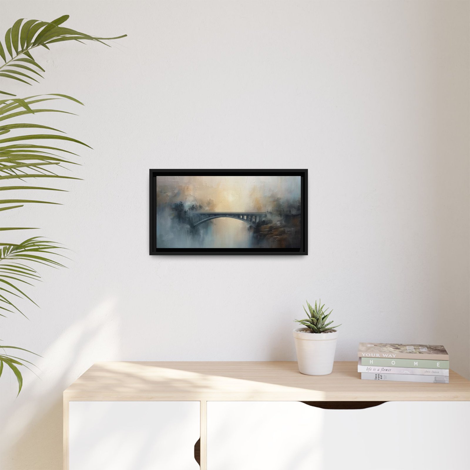 Misty Bridge Landscape Matte Canvas FRAMED 20x10" - Image 3