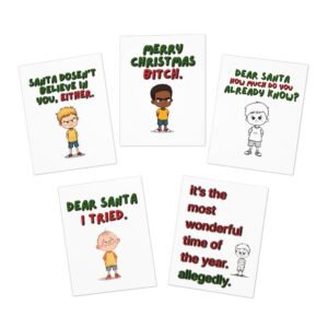 Naughty Christmas Cards Assorted 5-Pack