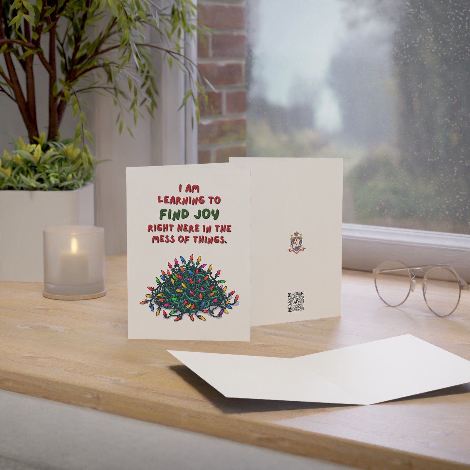 "Learning to Find Joy Right Here" Funny Christmas Greeting Card (Single Card with Envelope) - Image 5