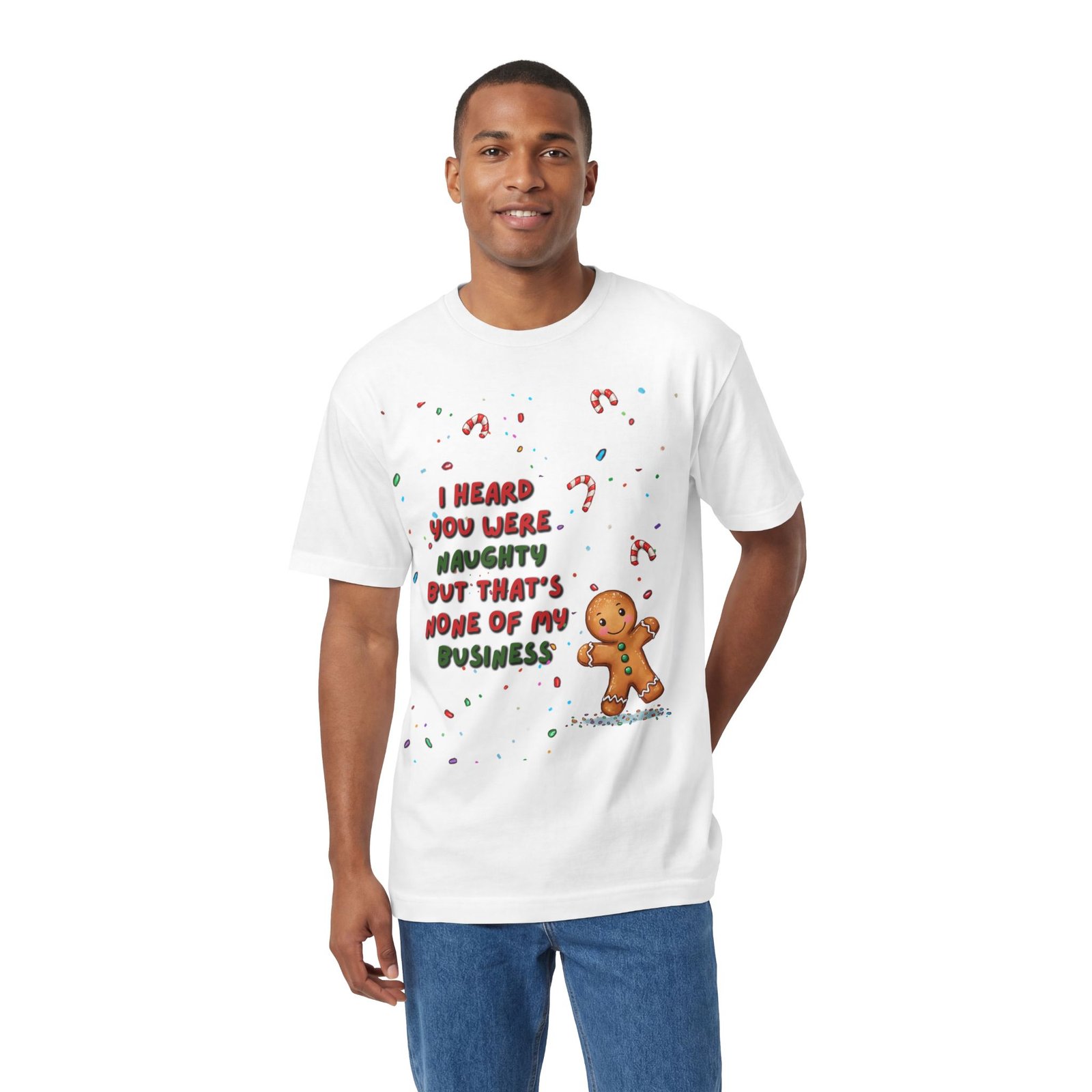 Holiday Gingerbread Tee — "I Heard You Were Naughty" Christmas Shirt - Image 4