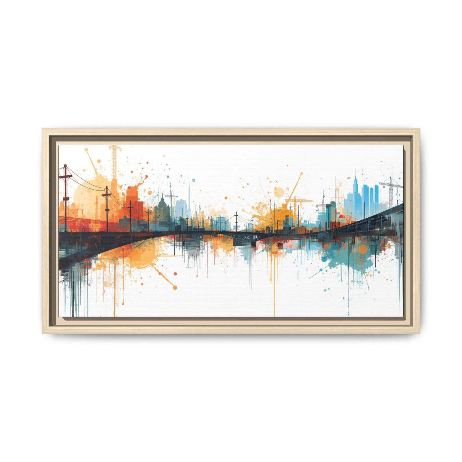 Abstract Cityscape Bridge Matte Canvas FRAMED 20x10" - Image 5