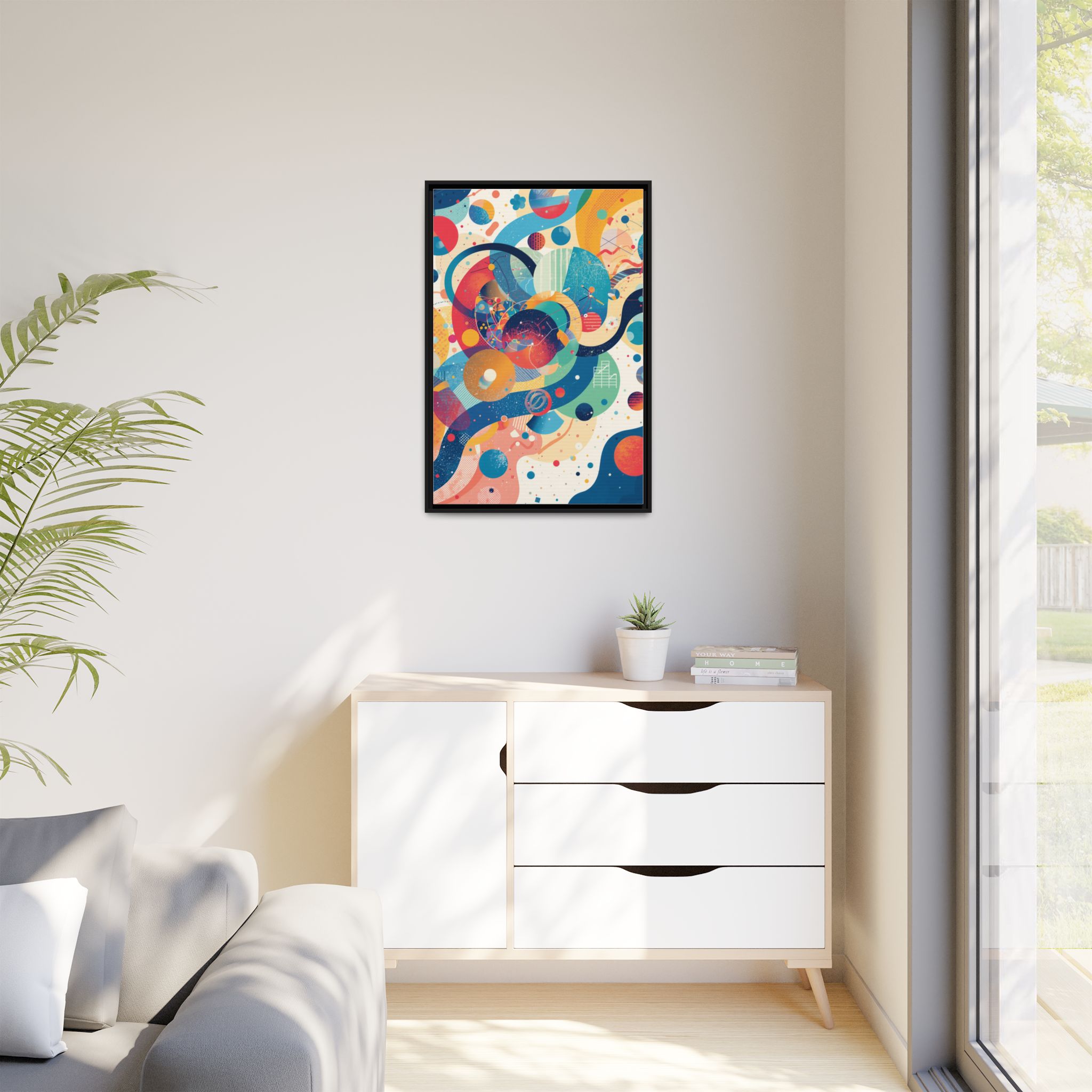 Abstract Colorful Orbit Framed Canvas Print – 24x36" - Image 3