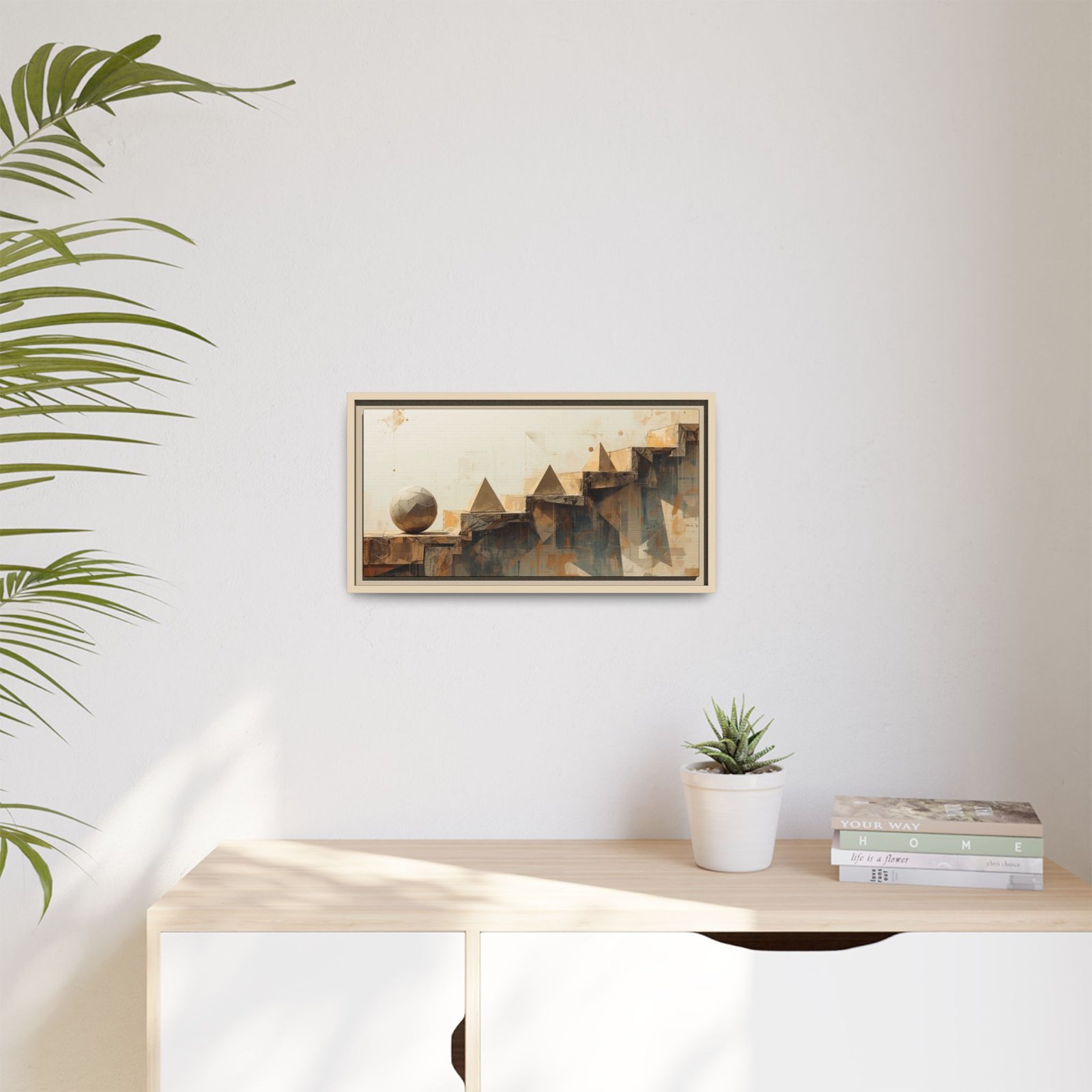 Abstract Geometric Staircase Matte Canvas Art FRAMED 20x10" - Image 3