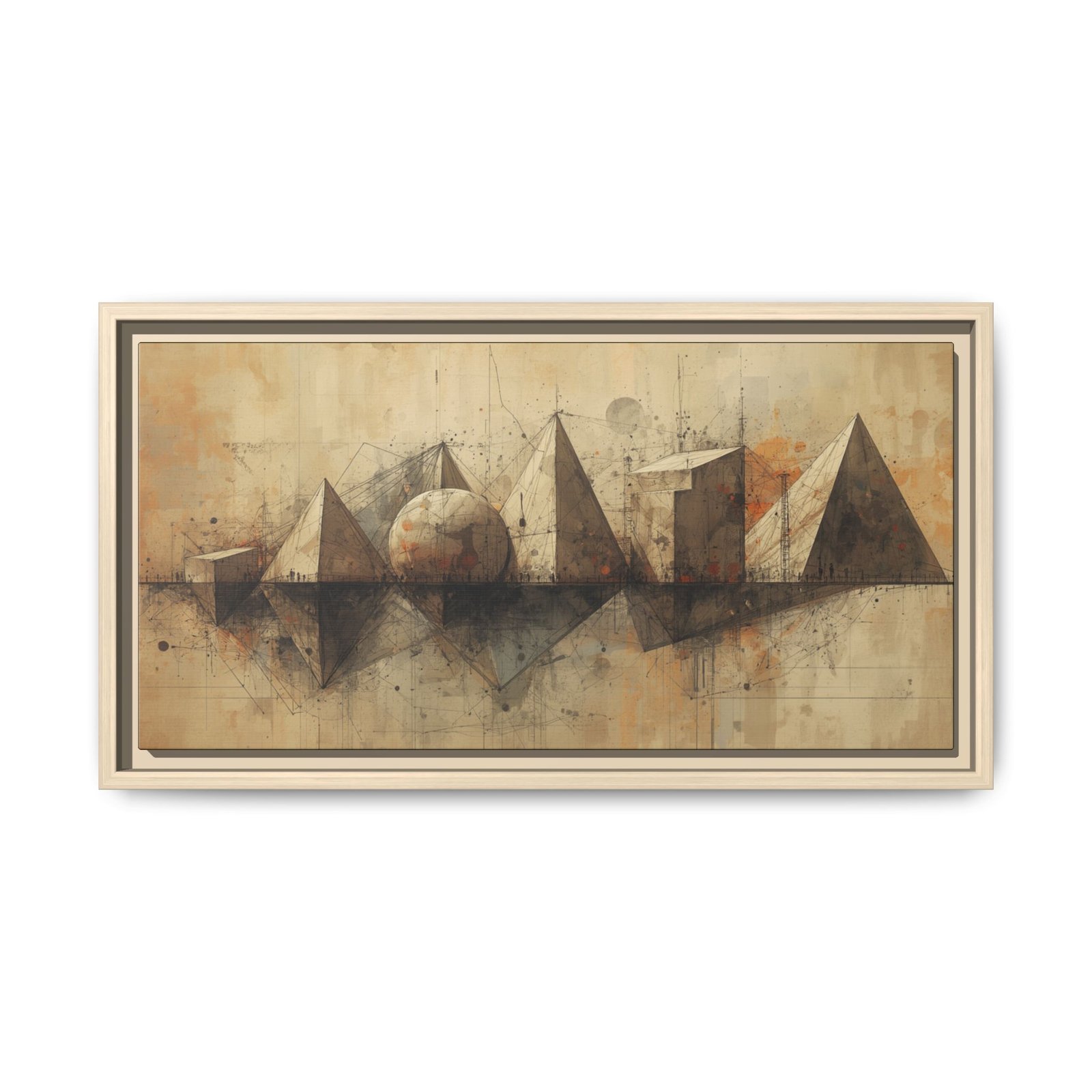 Abstract Geometric Shapes Canvas FRAMED 20x10"