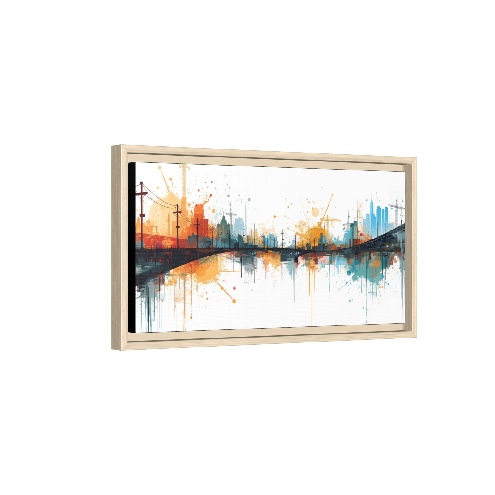 Abstract Cityscape Bridge Matte Canvas FRAMED 20x10" - Image 6