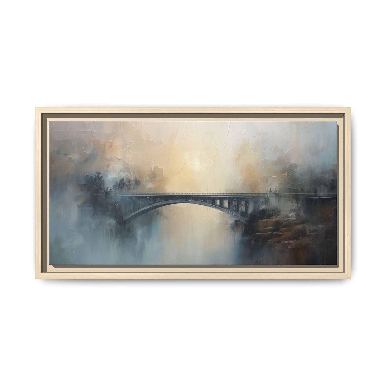 Misty Bridge Landscape Matte Canvas FRAMED 20x10" - Image 5