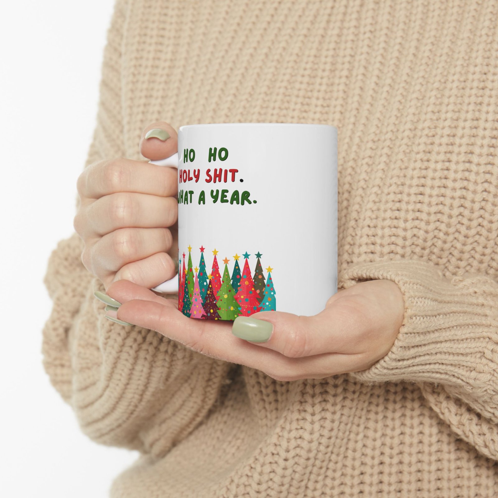 Holiday Coffee Mug "Happy Holidays What a Year" Ceramic Mug (11oz, 15oz) - Image 4