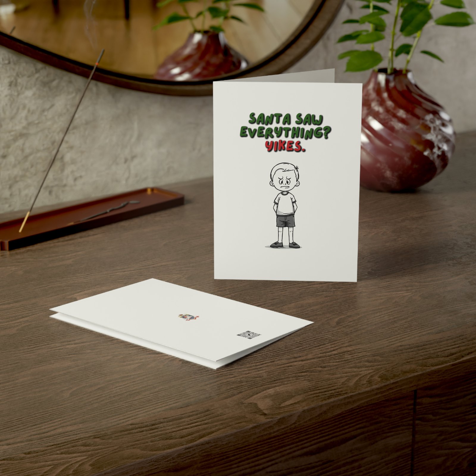 Funny Christmas Card — “Santa Saw Everything? Yikes.” Holiday Greeting Card - Image 3