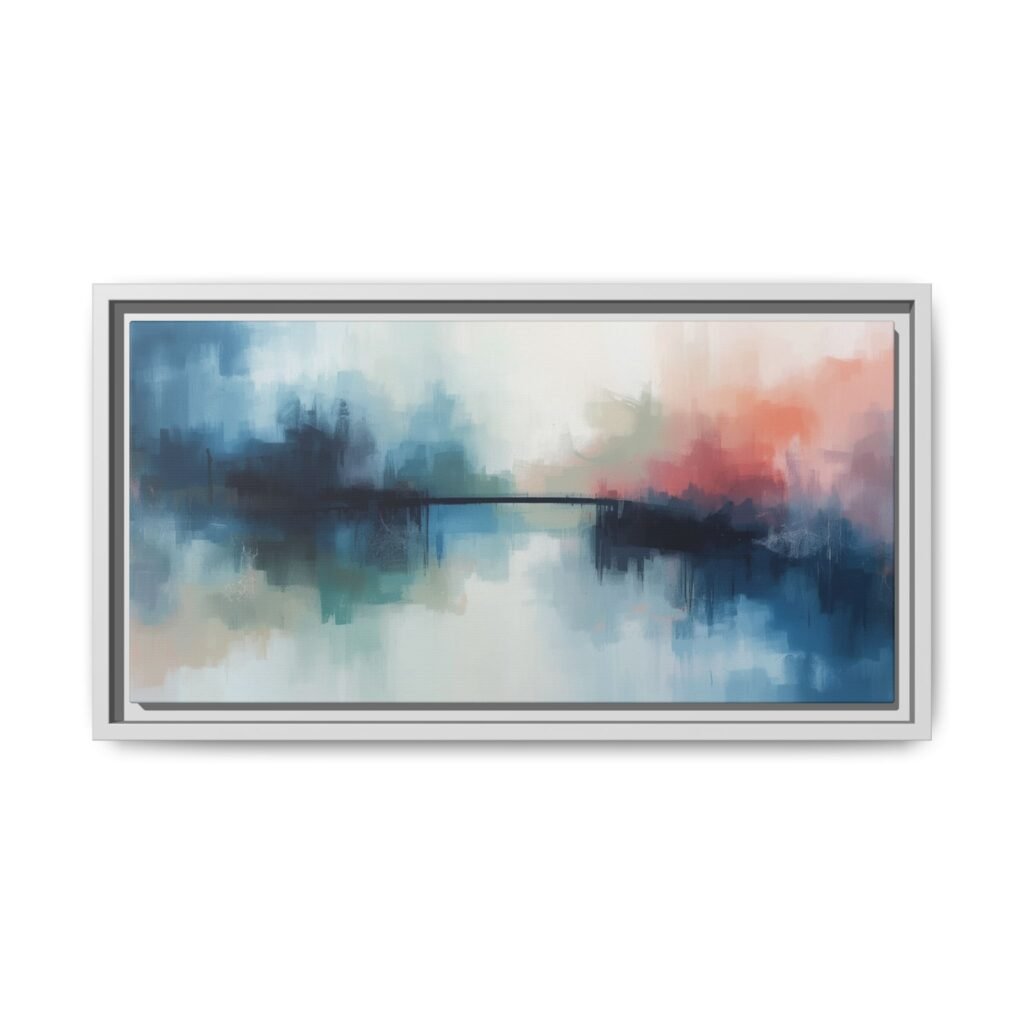 Abstract Coastal Horizon Canvas, FRAMED 20x10"