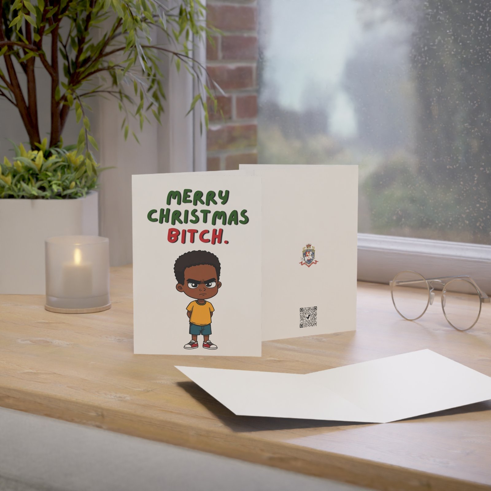 “Merry Christmas B*tch.” Sarcastic Christmas Card (Single Card with Envelope) - Image 5
