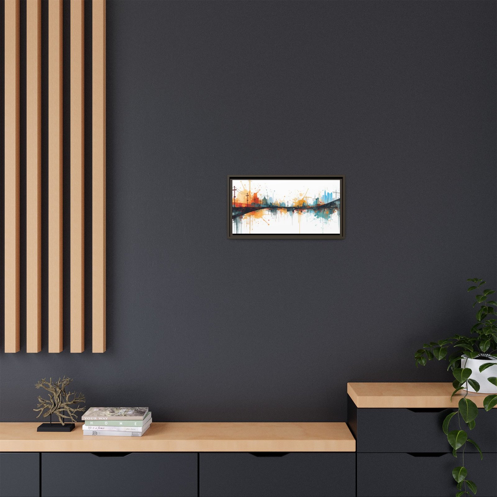Abstract Cityscape Bridge Matte Canvas FRAMED 20x10" - Image 16
