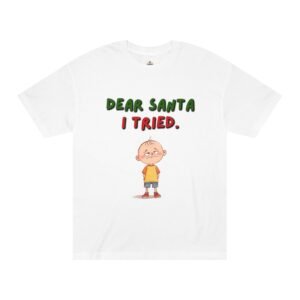 Dear Santa I Tried Kids Tee – Funny Christmas Shirt with Cute Cartoon Boy