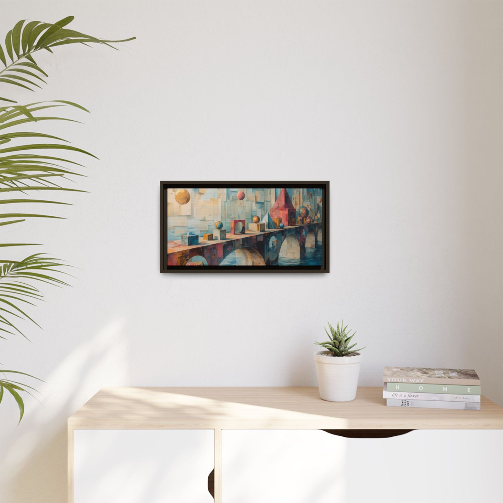 Abstract Bridge Matte Canvas FRAMED 20x10" — Framed Multicolor Wall Art - Image 9