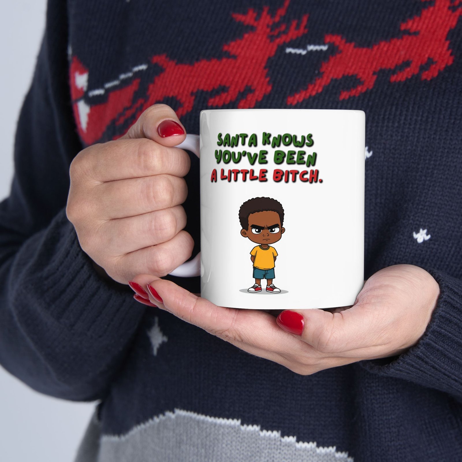 "Santa Knows You've Been A Little Bitch" Ceramic Mug (11/15oz) - Image 4