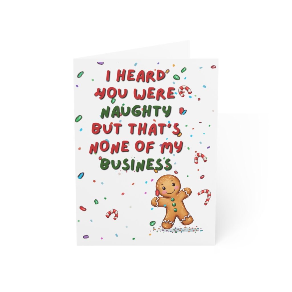 "I Heard You Were Naughty But That's None of My Business" Funny Christmas Card (Single Card)
