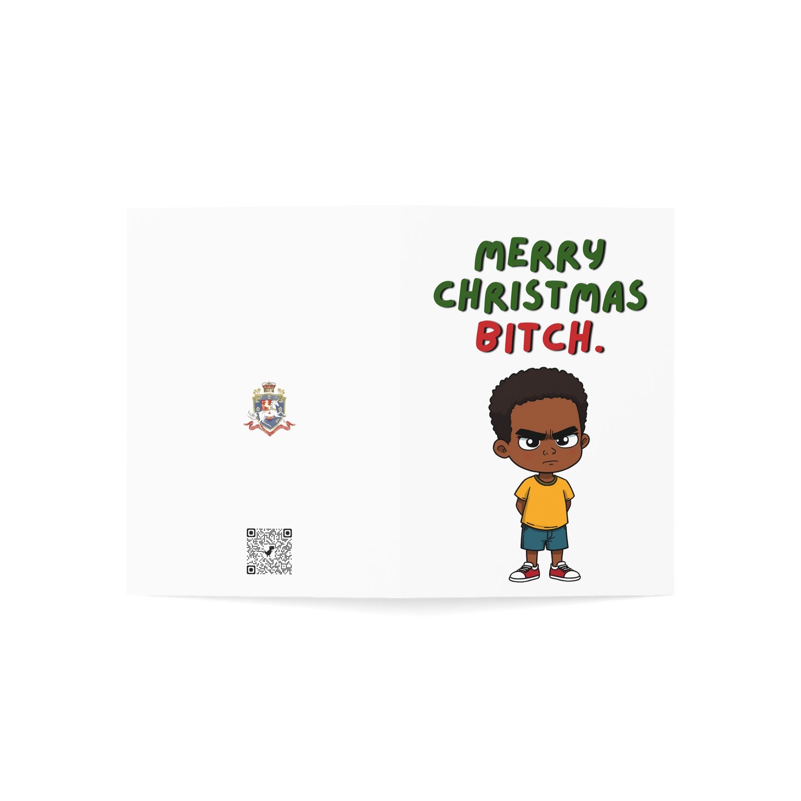 “Merry Christmas B*tch.” Sarcastic Christmas Card (Single Card with Envelope) - Image 3