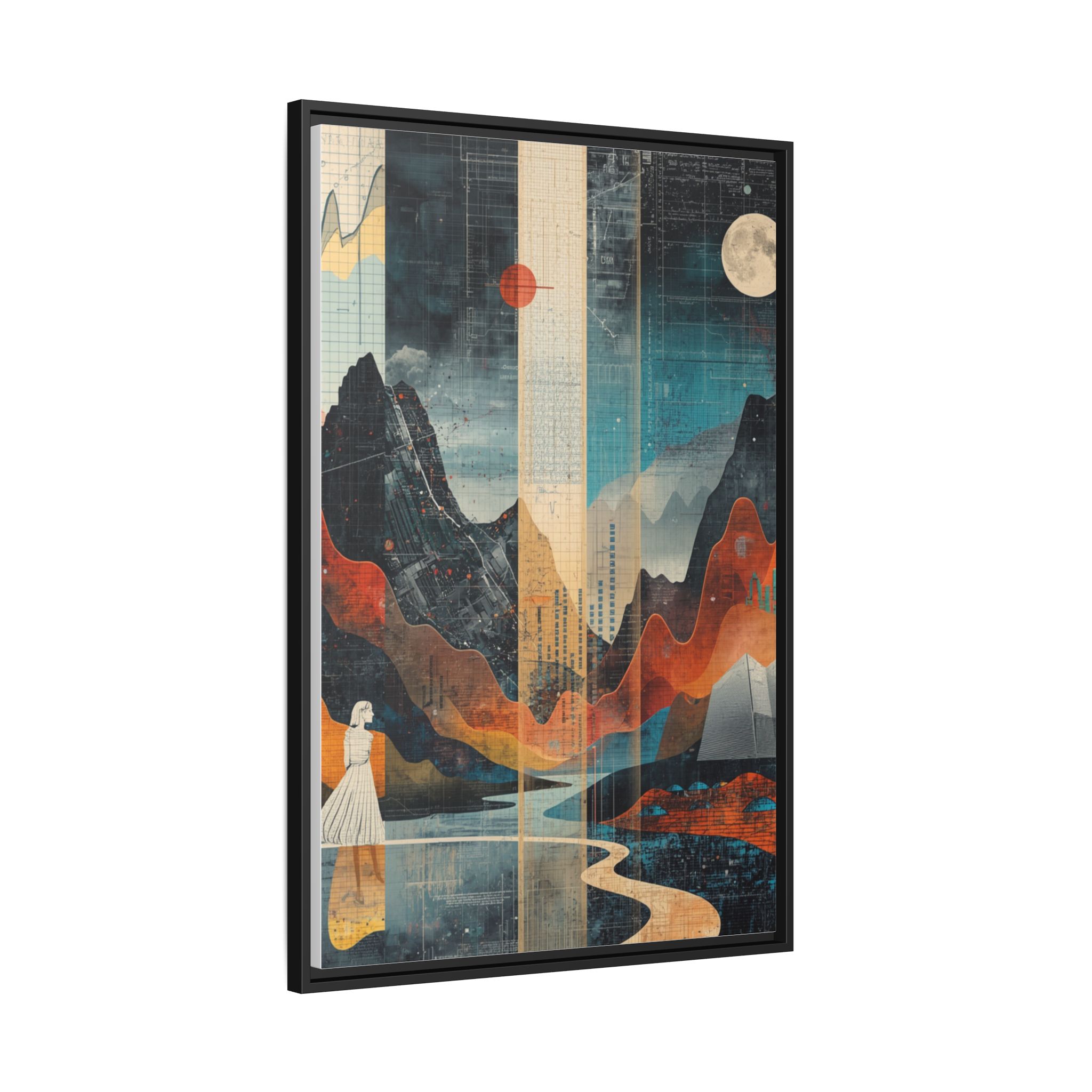 Surreal Mountain Moonscape Matte Framed Canvas Print – 24x36" - Image 2