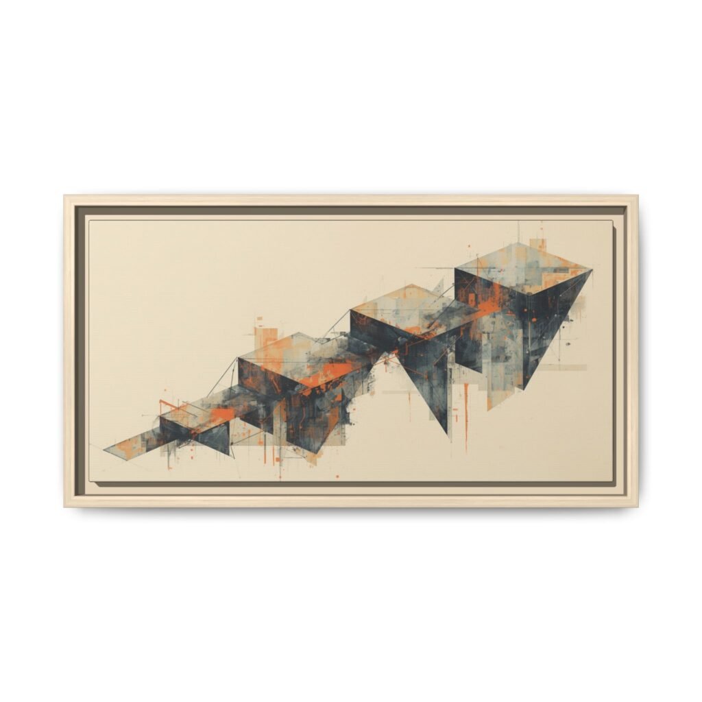 Abstract Geometric Matte Canvas Wall Art FRAMED 20x10"