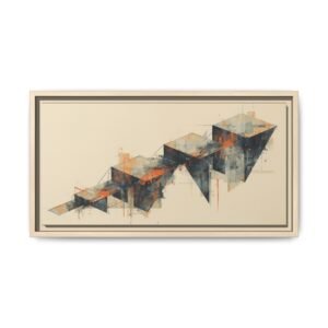 Abstract Geometric Matte Canvas Wall Art FRAMED 20x10"