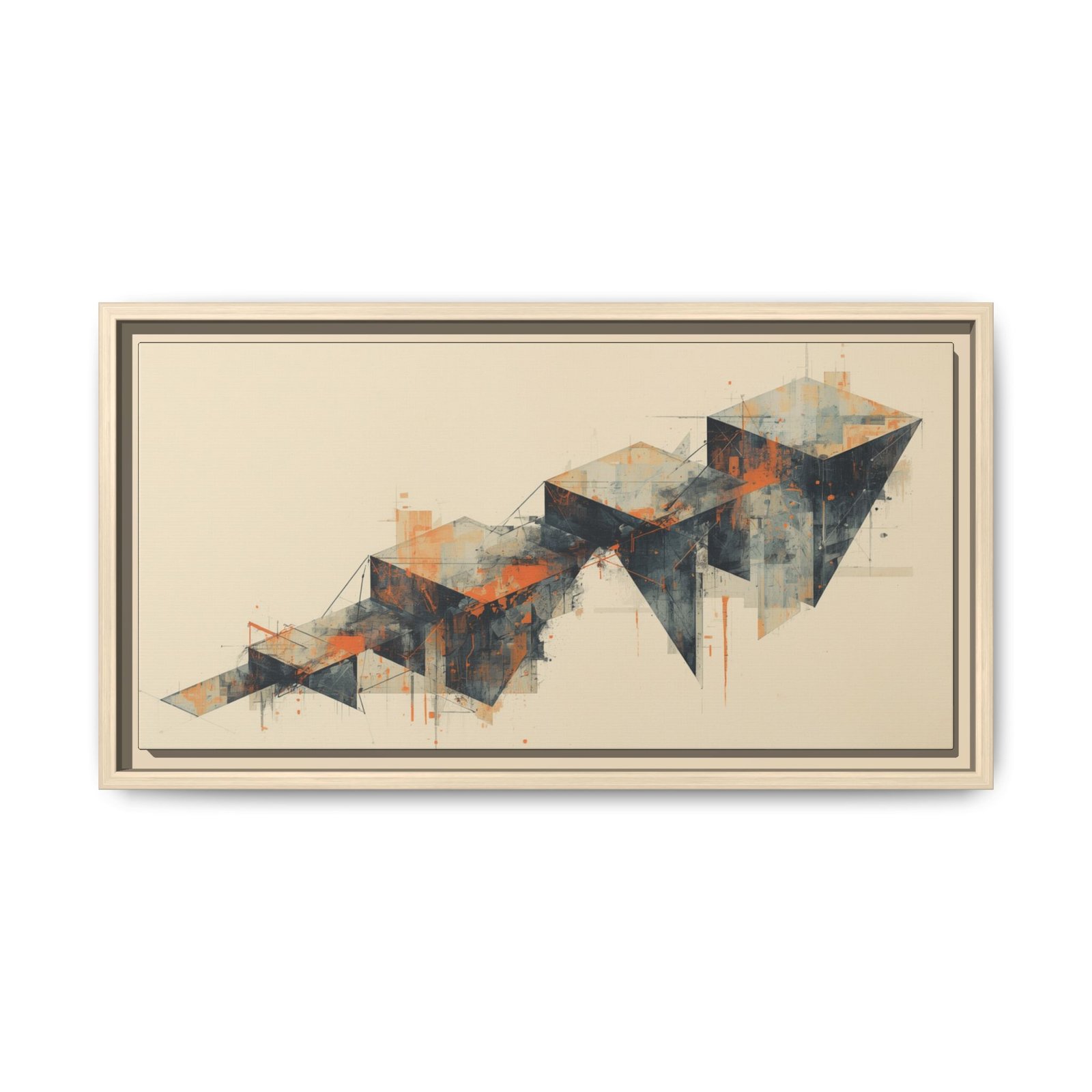 Abstract Geometric Matte Canvas Wall Art FRAMED 20x10"