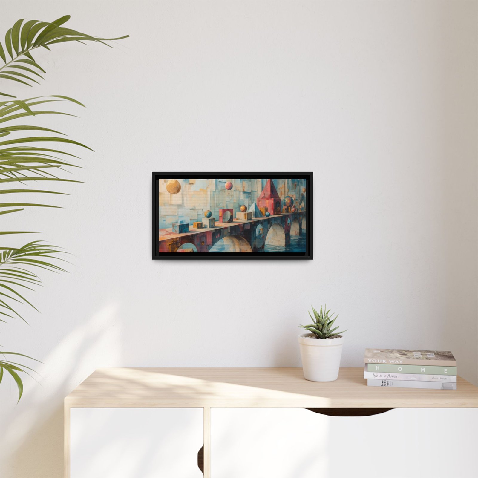 Abstract Bridge Matte Canvas FRAMED 20x10" — Framed Multicolor Wall Art - Image 7