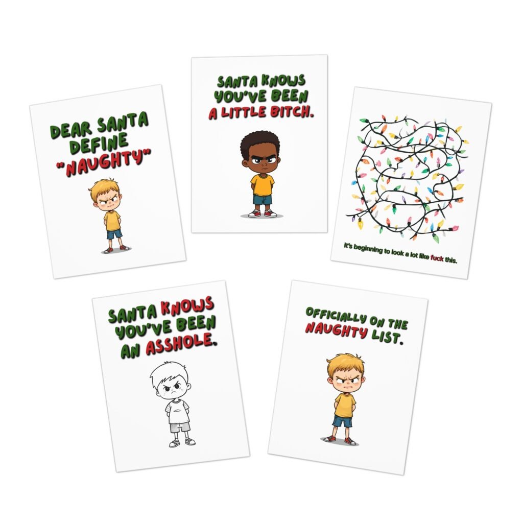 Naughty Christmas Cards Assorted 5-Pack