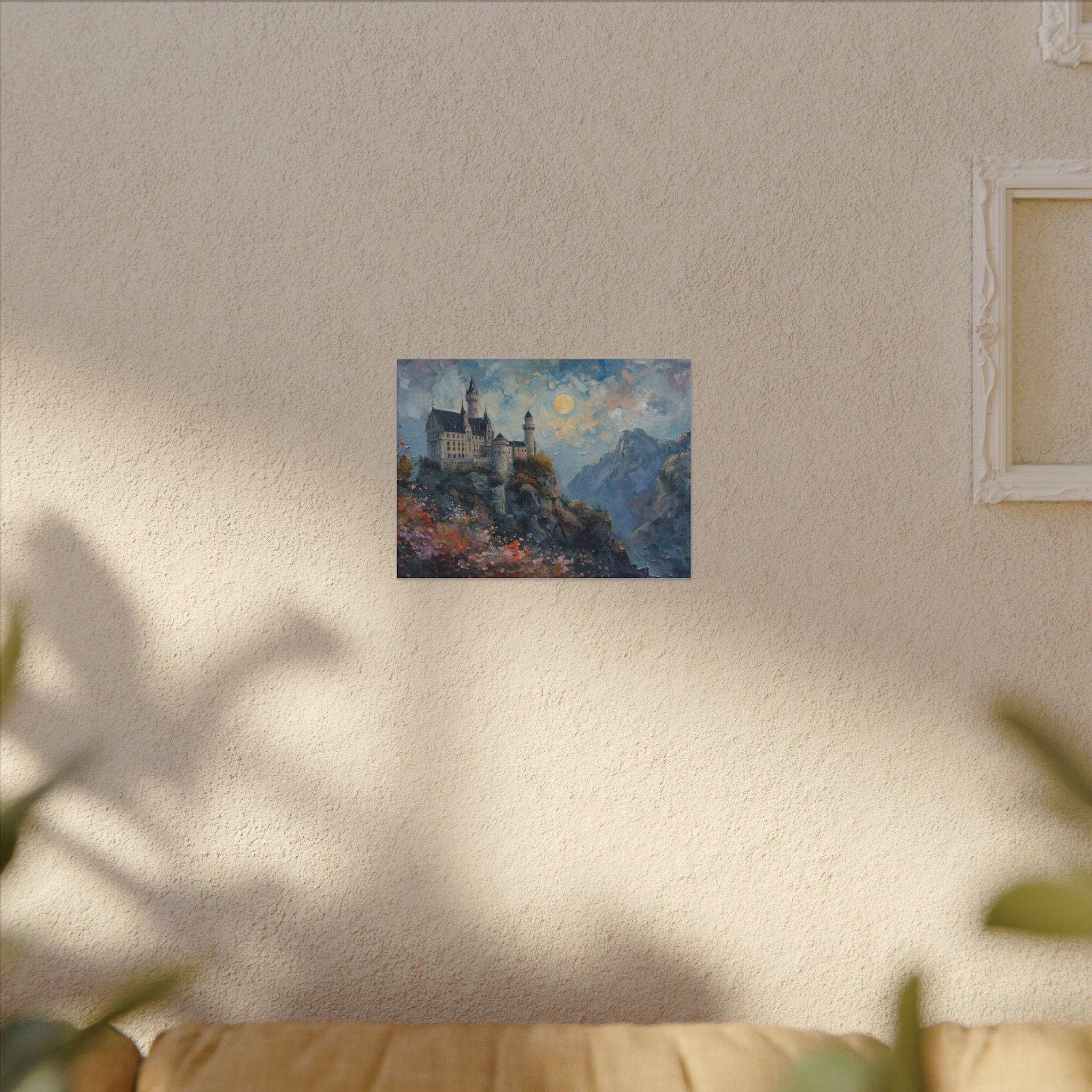 Moonlit mountain castle wall art