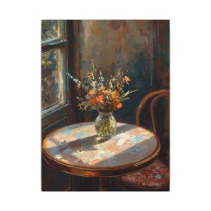Sunlit still life vase canvas artwork