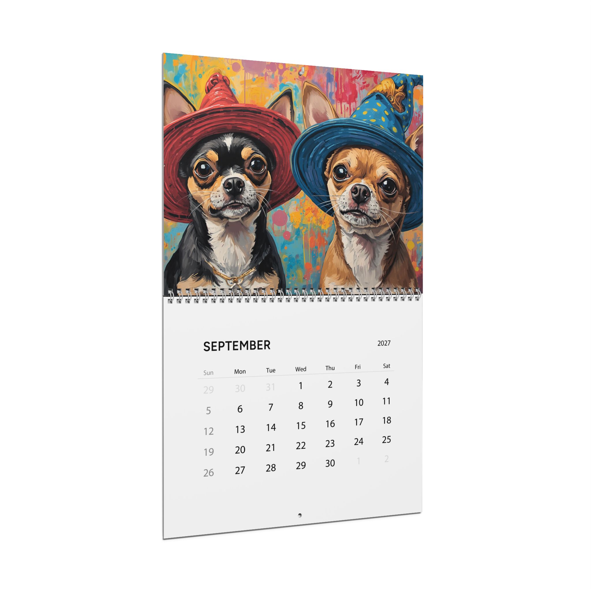 2027 Puppies in Hats - Wall Calendar 8.5"x11" - Image 3