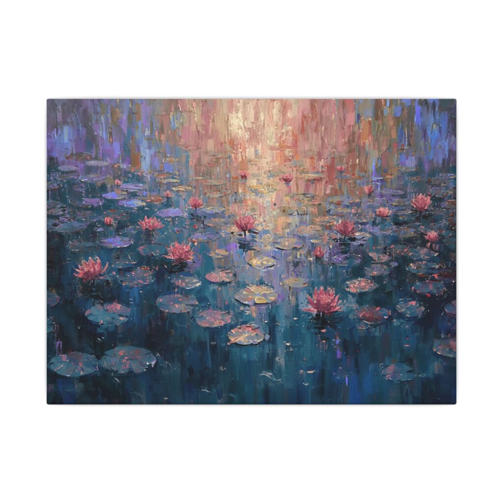 Impressionist, Water Lily Pond, Matte Canvas 12x9"