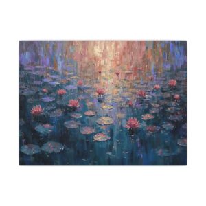 Impressionist, Water Lily Pond, Matte Canvas 12x9"
