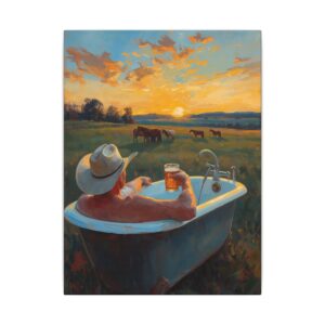 Impressionism, Cowboy Country Sunset, Matte Canvas Print 9x12"