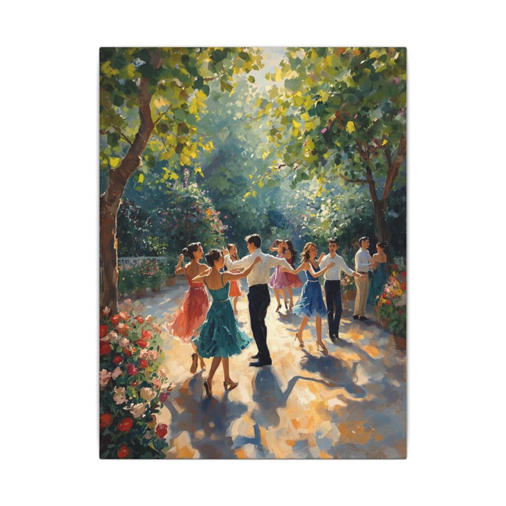 Romantic garden dance canvas artwork