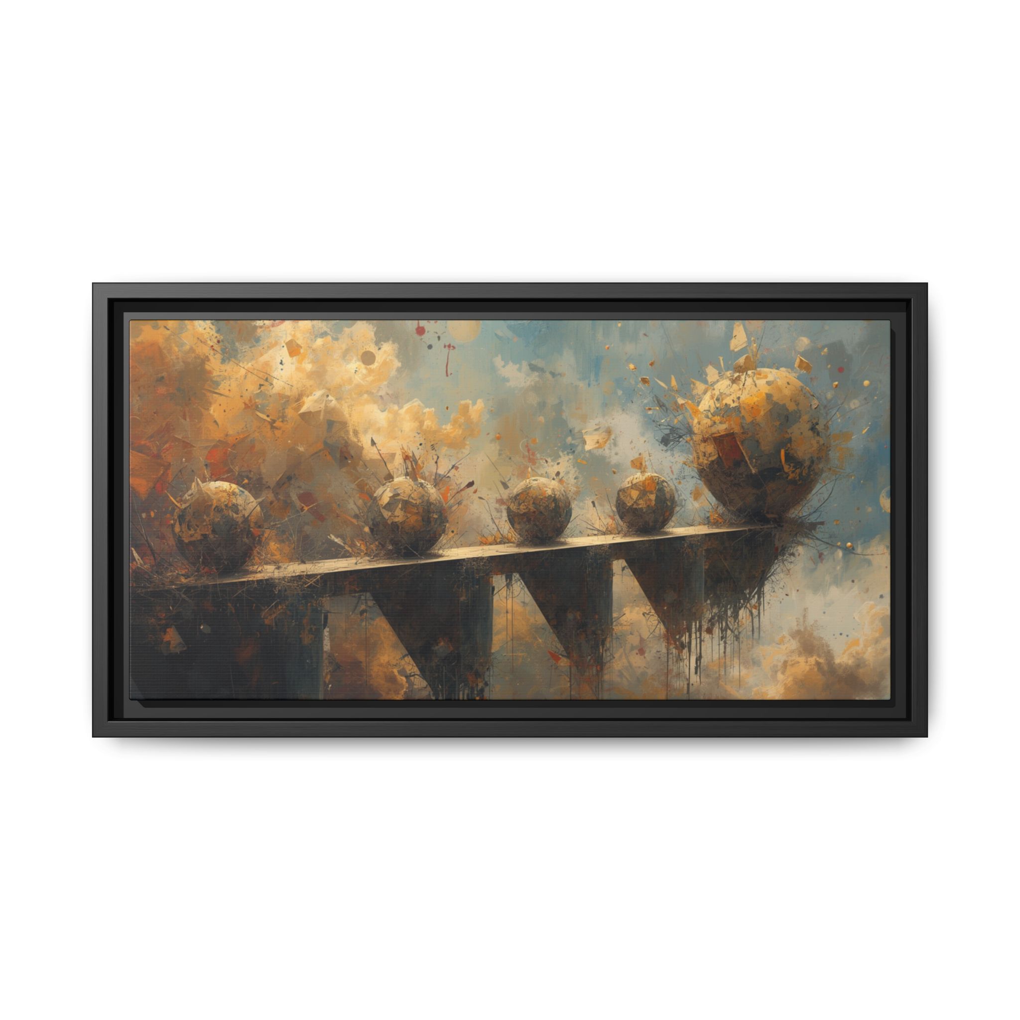 Framed Abstract Landscape Canvas Print — Warm Gold & Blue Wall Art - Image 9