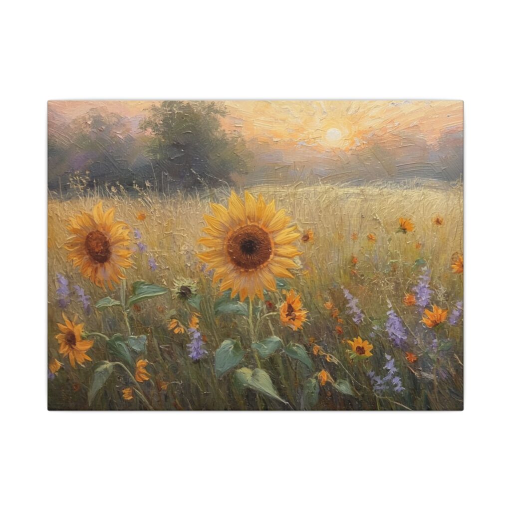 Impressionist, Sunflower Meadow, Matte Canvas 12x9"