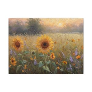 Impressionist, Sunflower Meadow, Matte Canvas 12x9"
