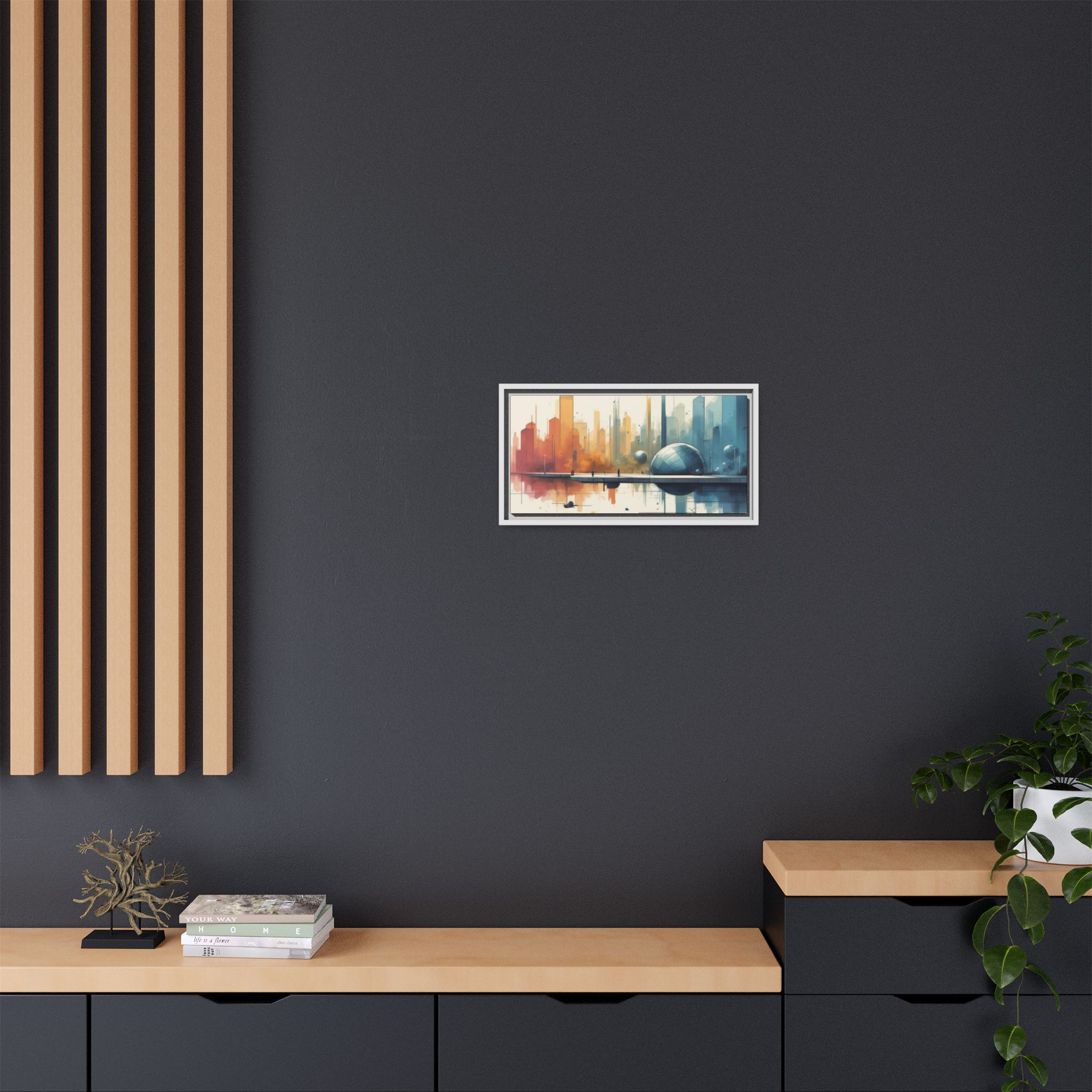 Futuristic Cityscape Matte Framed Canvas Print – 20x10" - Image 11