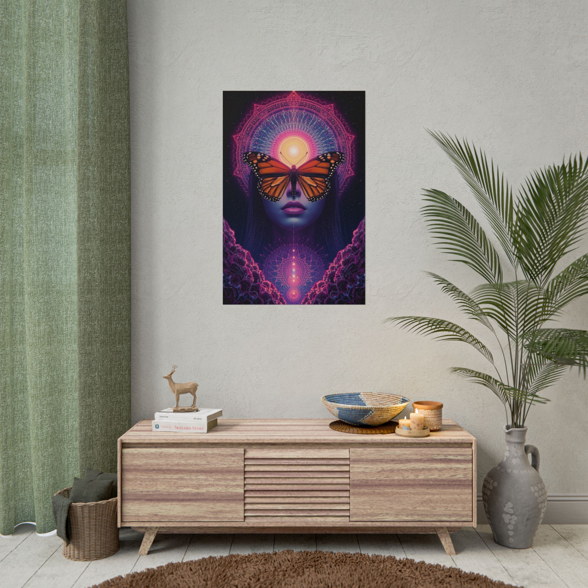 Psychedelic Monarch Butterfly Rolled Poster — Visionary Woman Spiritual Wall Art - Image 4