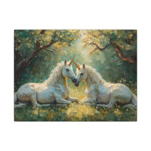 Enchanted forest unicorns canvas artwork