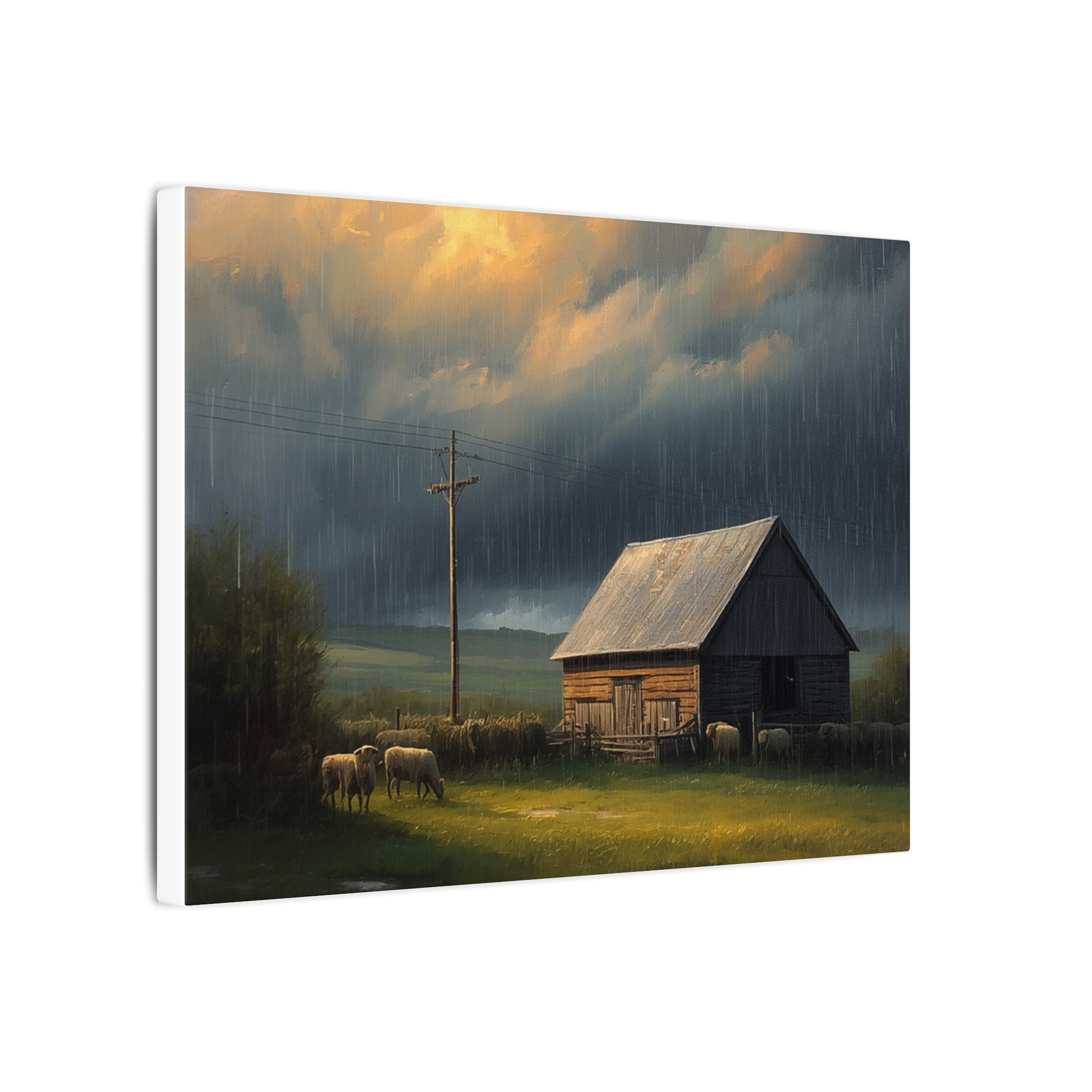 Impressionist, Stormy Evening Farm, Matte Canvas 12x9" - Image 2