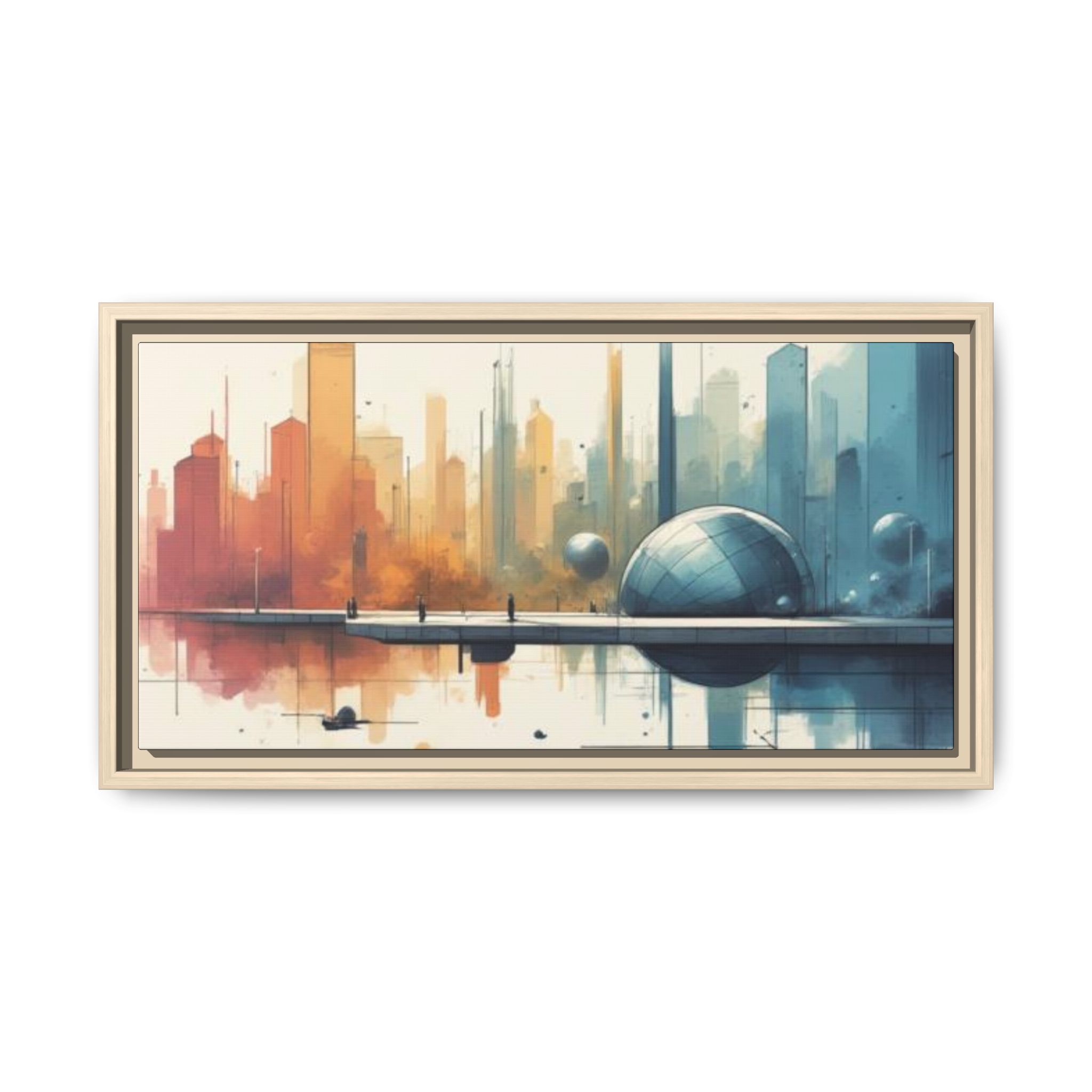 Futuristic Cityscape Matte Framed Canvas Print – 20x10" - Image 8