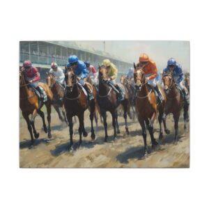 Jockeys in full stride horse racing canvas artwork