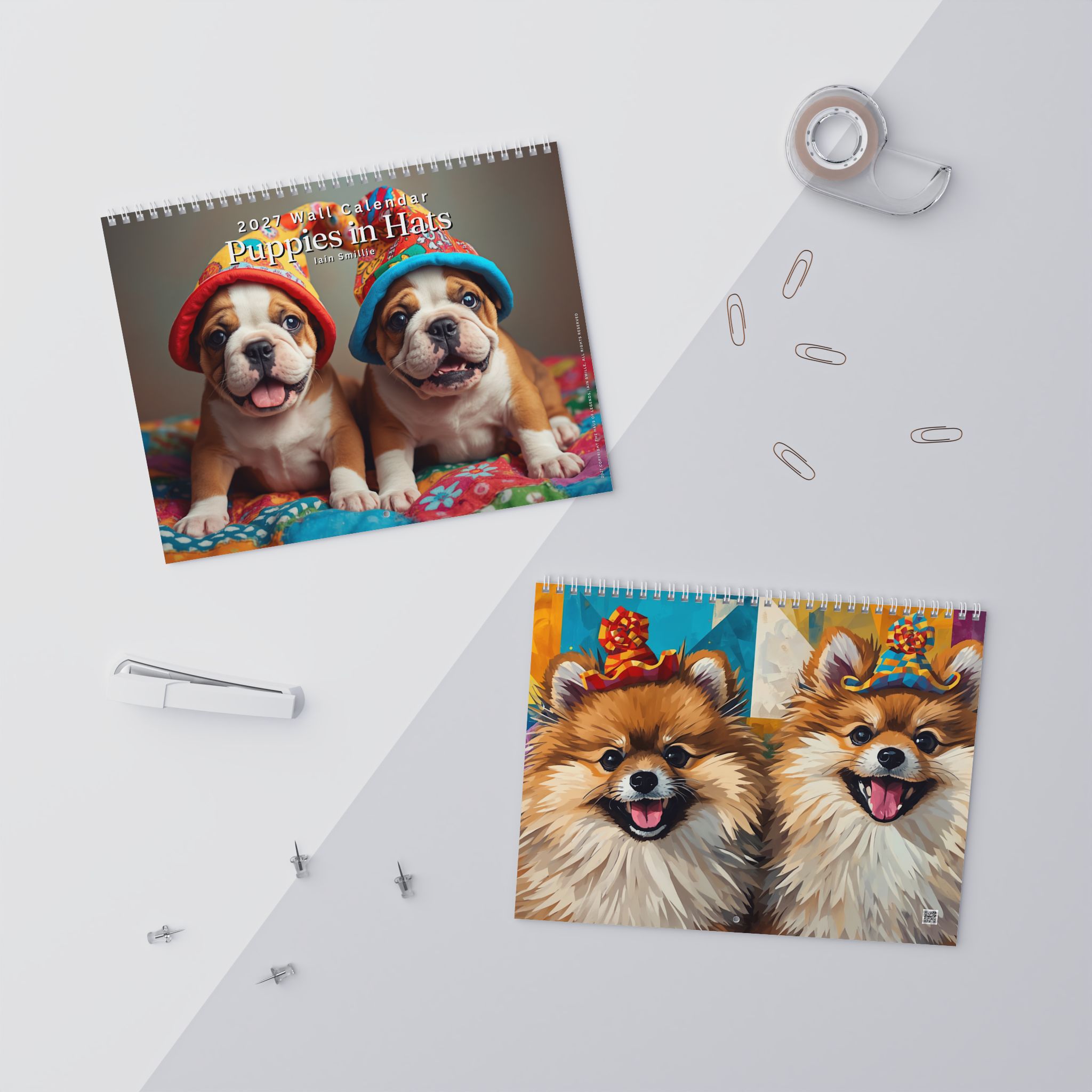 2027 Puppies in Hats - Wall Calendar 8.5"x11"
