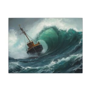 Impressionist, Sailing Ship in a Stormy Ocean, Matte Canvas 12x9"