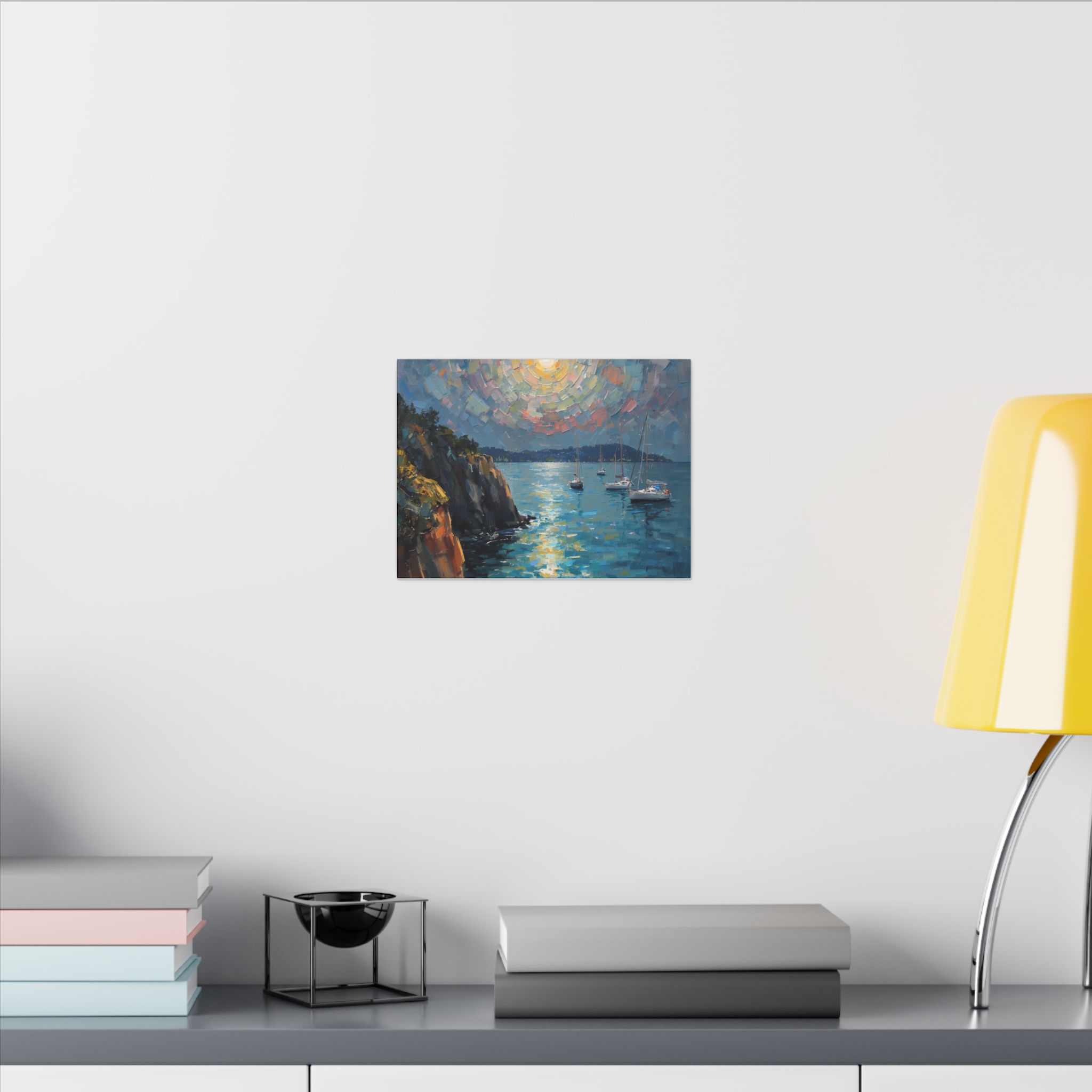 12 x 9 coastal harbor sunset canvas print