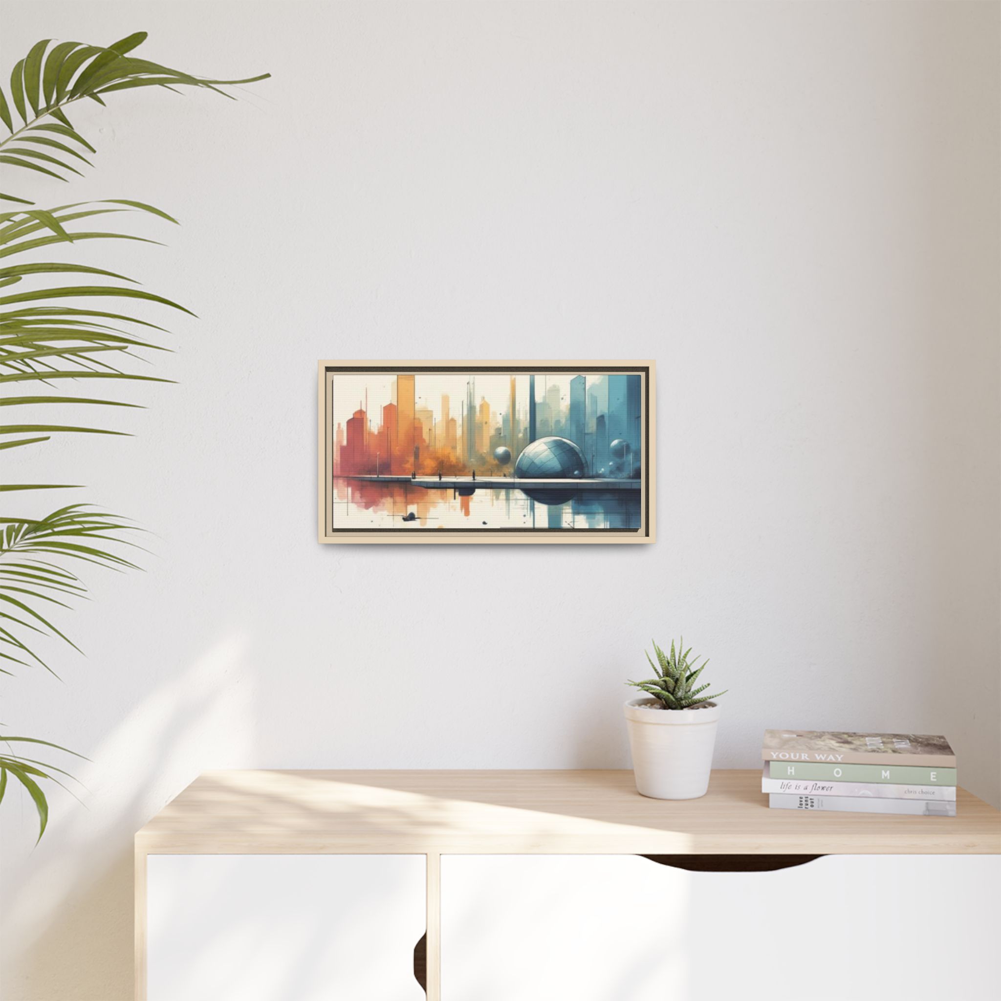 Futuristic Cityscape Matte Framed Canvas Print – 20x10" - Image 6