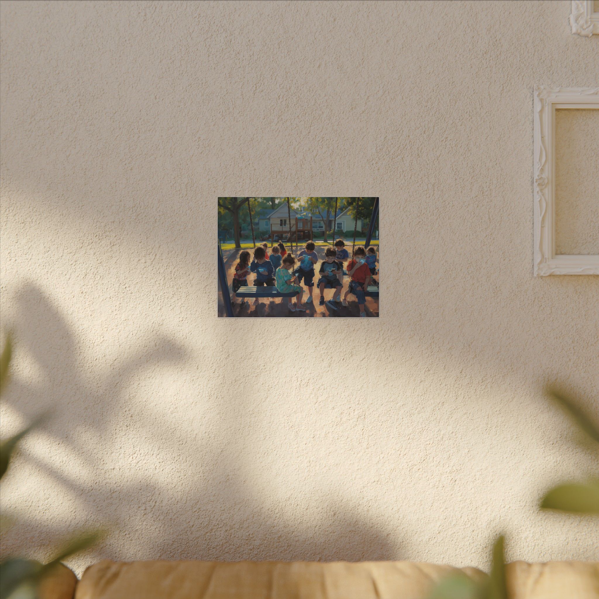 Warm neighborhood playground wall art