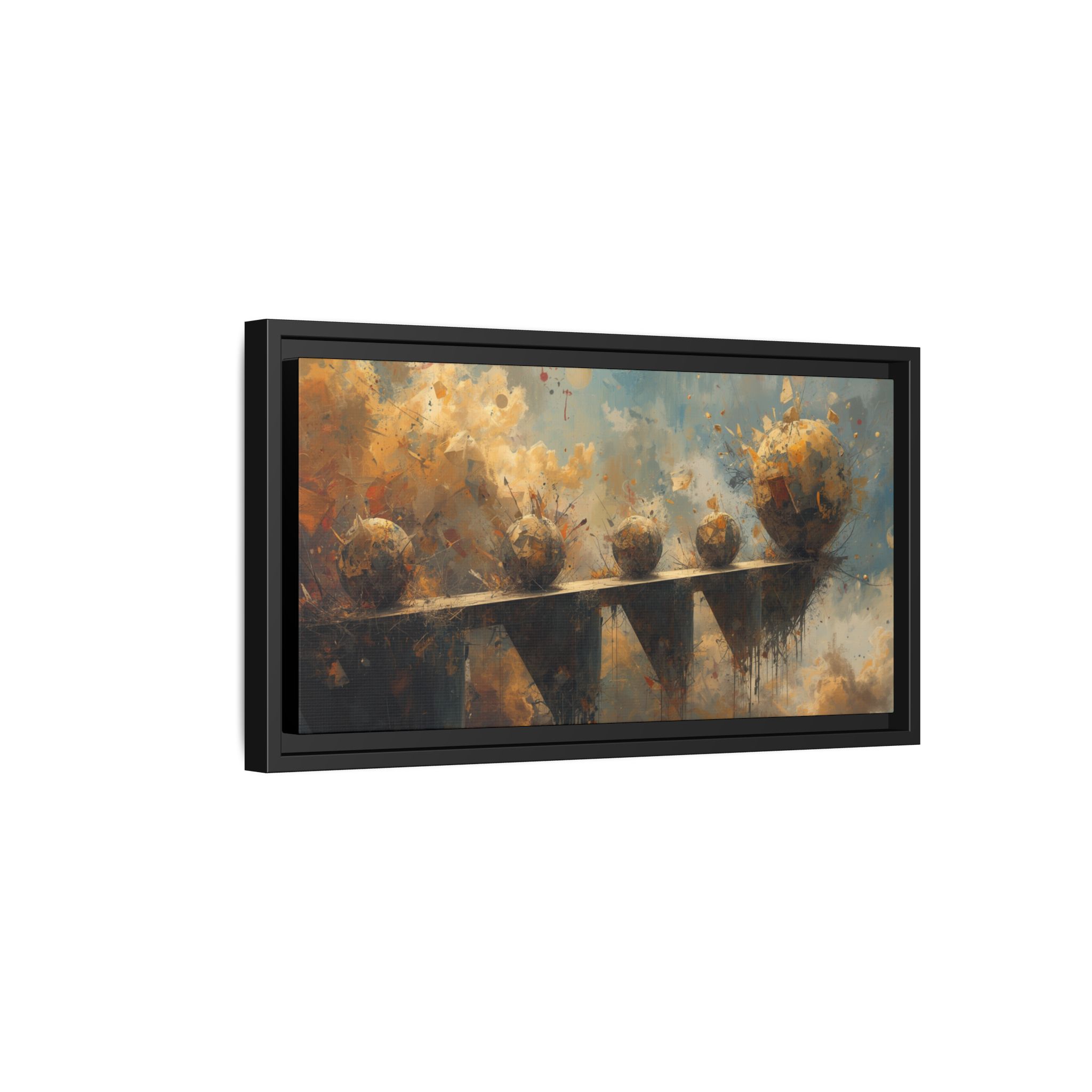 Framed Abstract Landscape Canvas Print — Warm Gold & Blue Wall Art - Image 10
